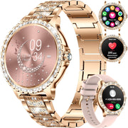 Womens Smart Watch Bluetooth Calling Fitness Tracker Rose Gold