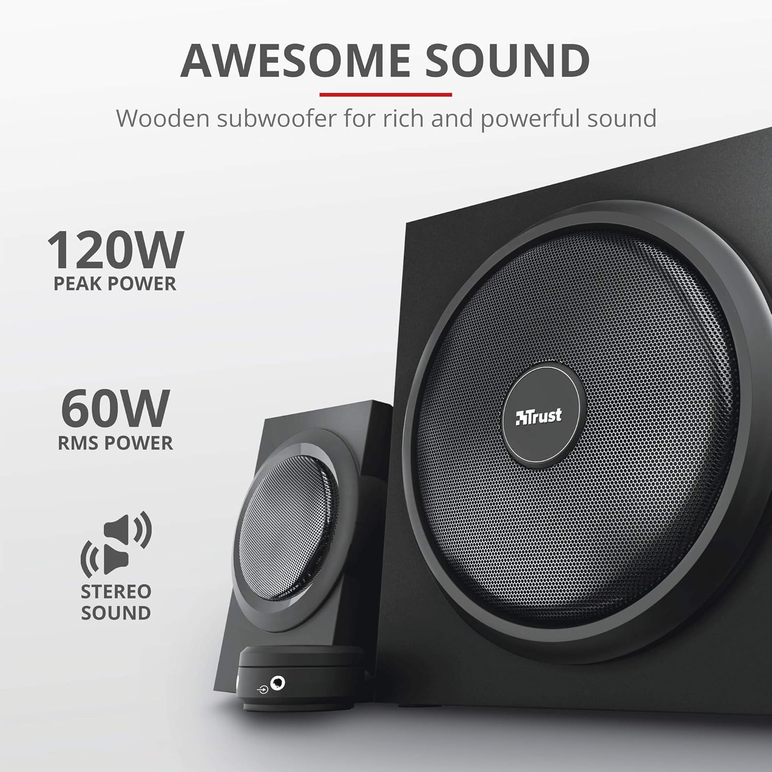 2.1 PC Speakers 120W Subwoofer Bass Stereo Wired Desktop