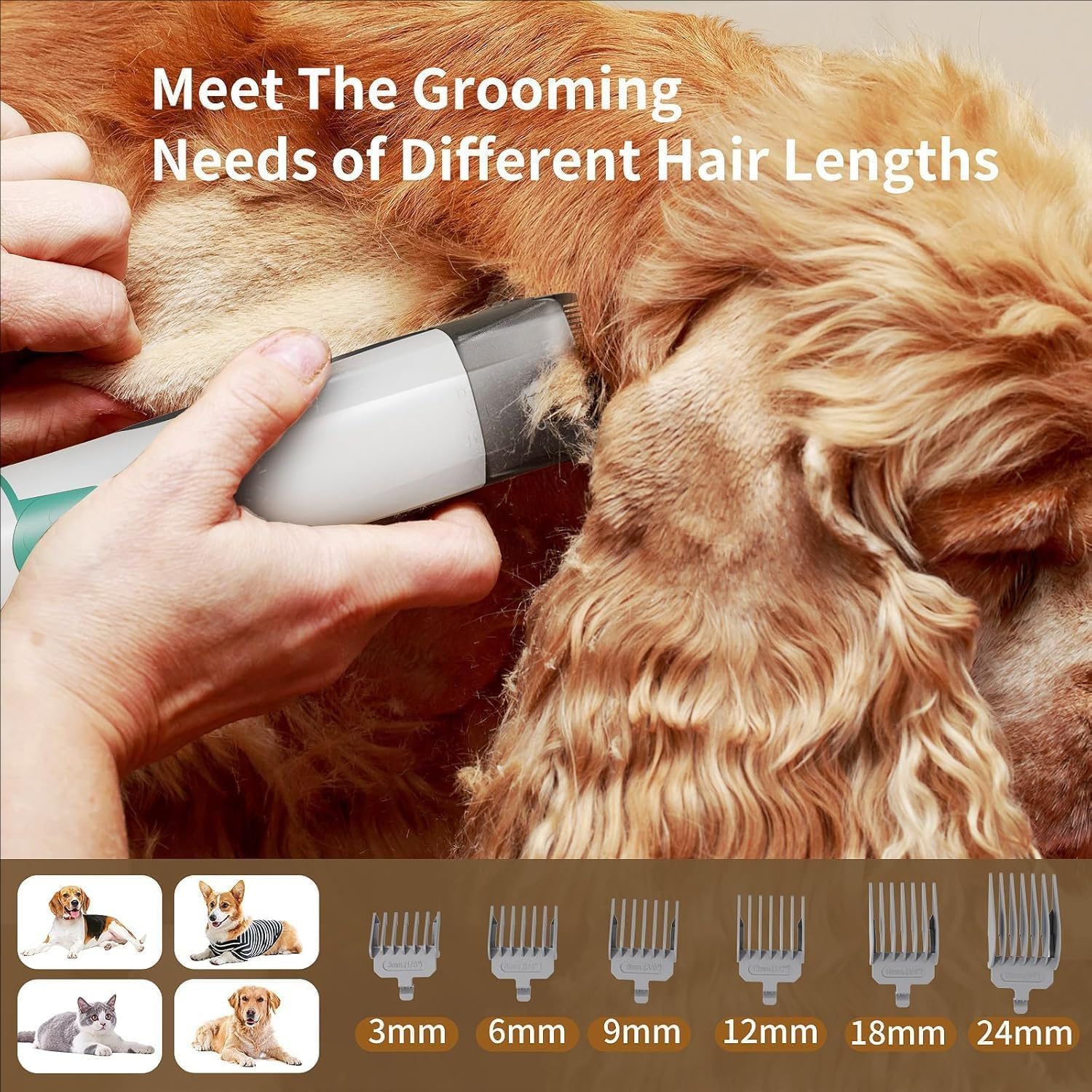 Dog Grooming Vacuum Kit 13000Pa 1L Low Noise 6 Comb