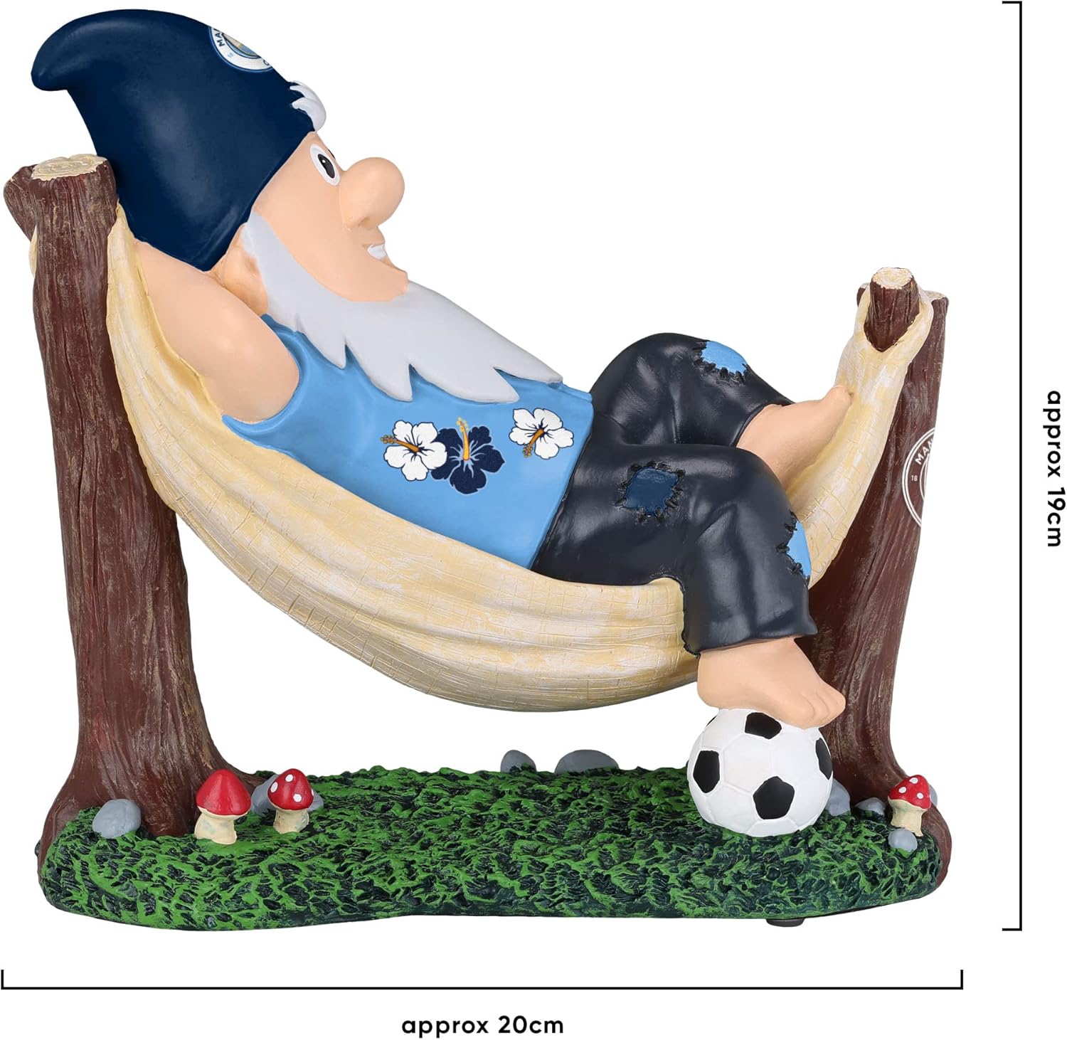 Football Hammock Garden Gnome 20cm Hand Painted Fan Decor