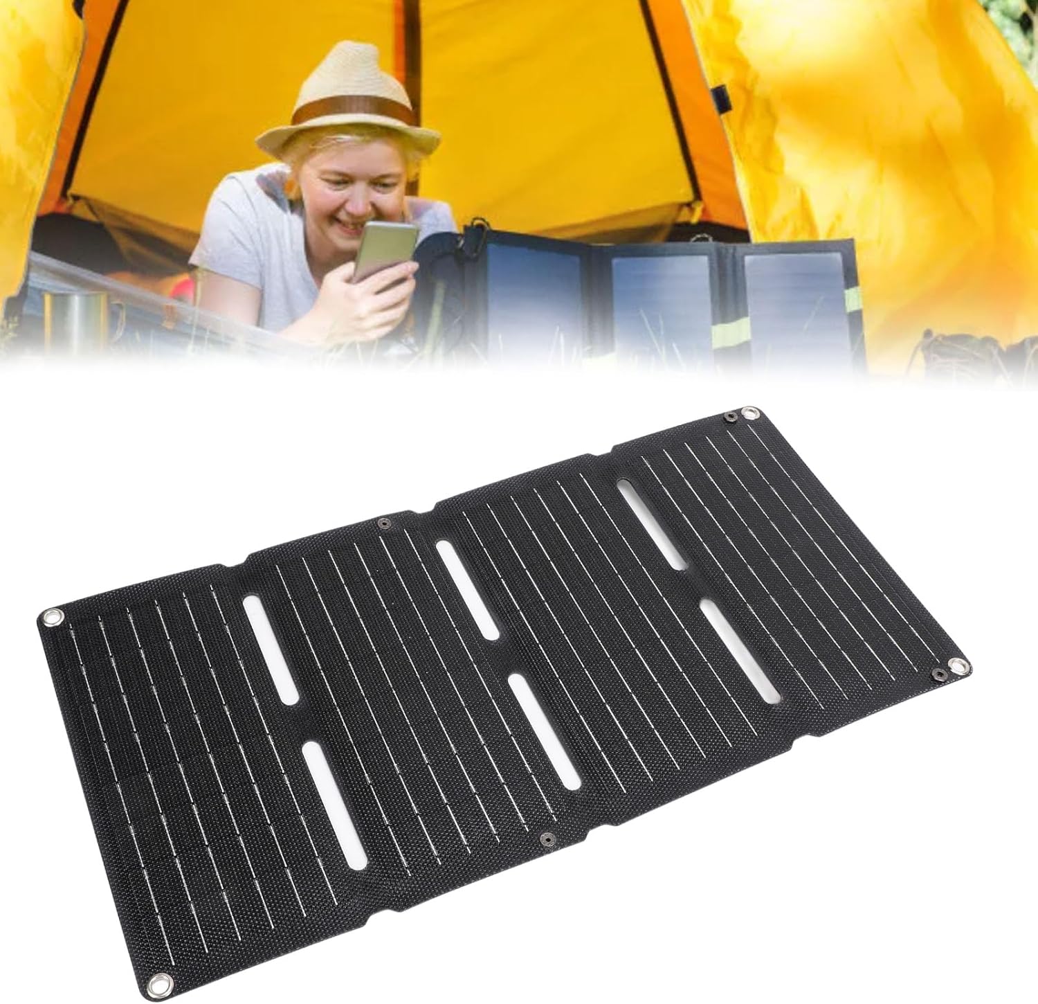 80W Foldable Solar Panel Charger Dual USB 12V Fast Charge