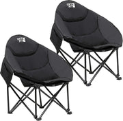 Set of 2 Moon Camping Chairs with Cup Holder Black