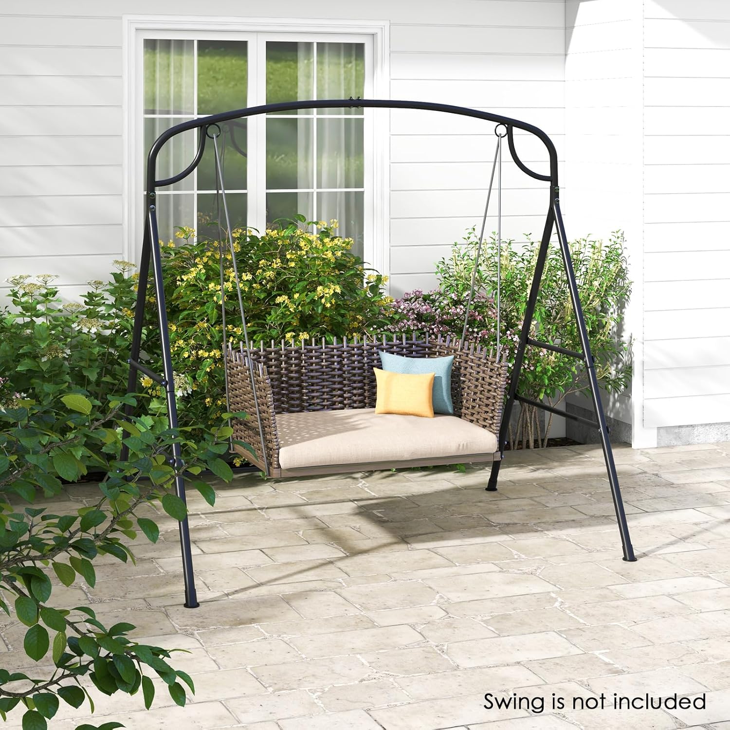 Outdoor Metal Swing Frame A Shape Stand Black 240kg