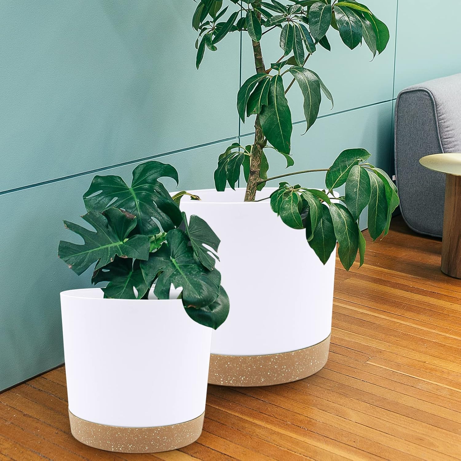 Large 30.5cm Plant Pots 2 Pack Indoor Outdoor Planters Drainage Tray