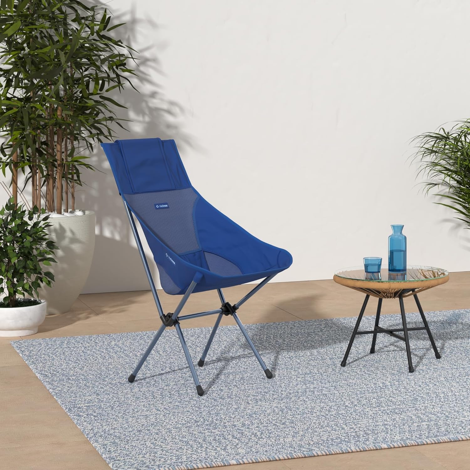 Lightweight High Back Camping Chair Compact Foldable Blue