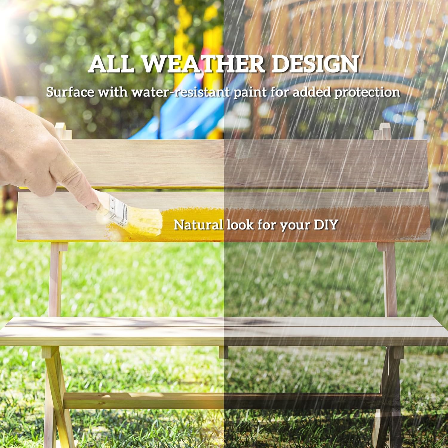 2 Seater Wooden Garden Bench Fir Wood Patio Park Outdoor Seat