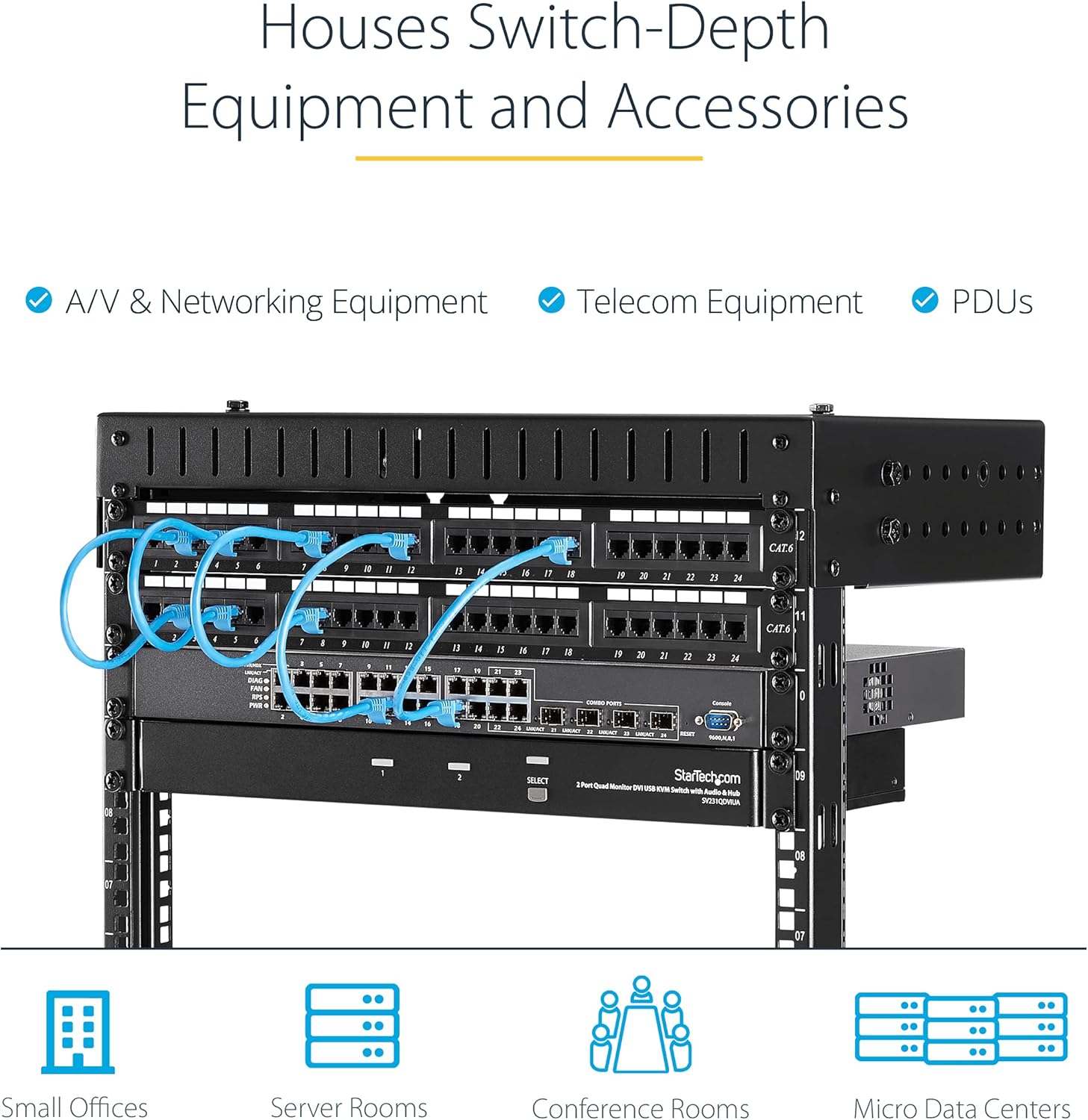12U Wall Mount Network Rack 19 Inch Adjustable Open Frame