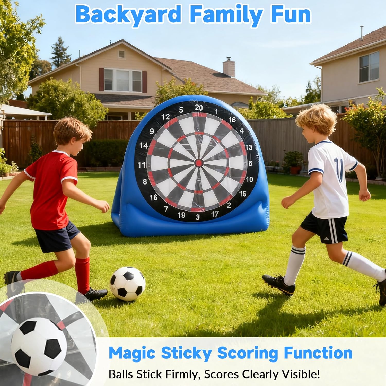 150cm Inflatable Soccer Dart Board Target Game w Balls Pump Outdoor