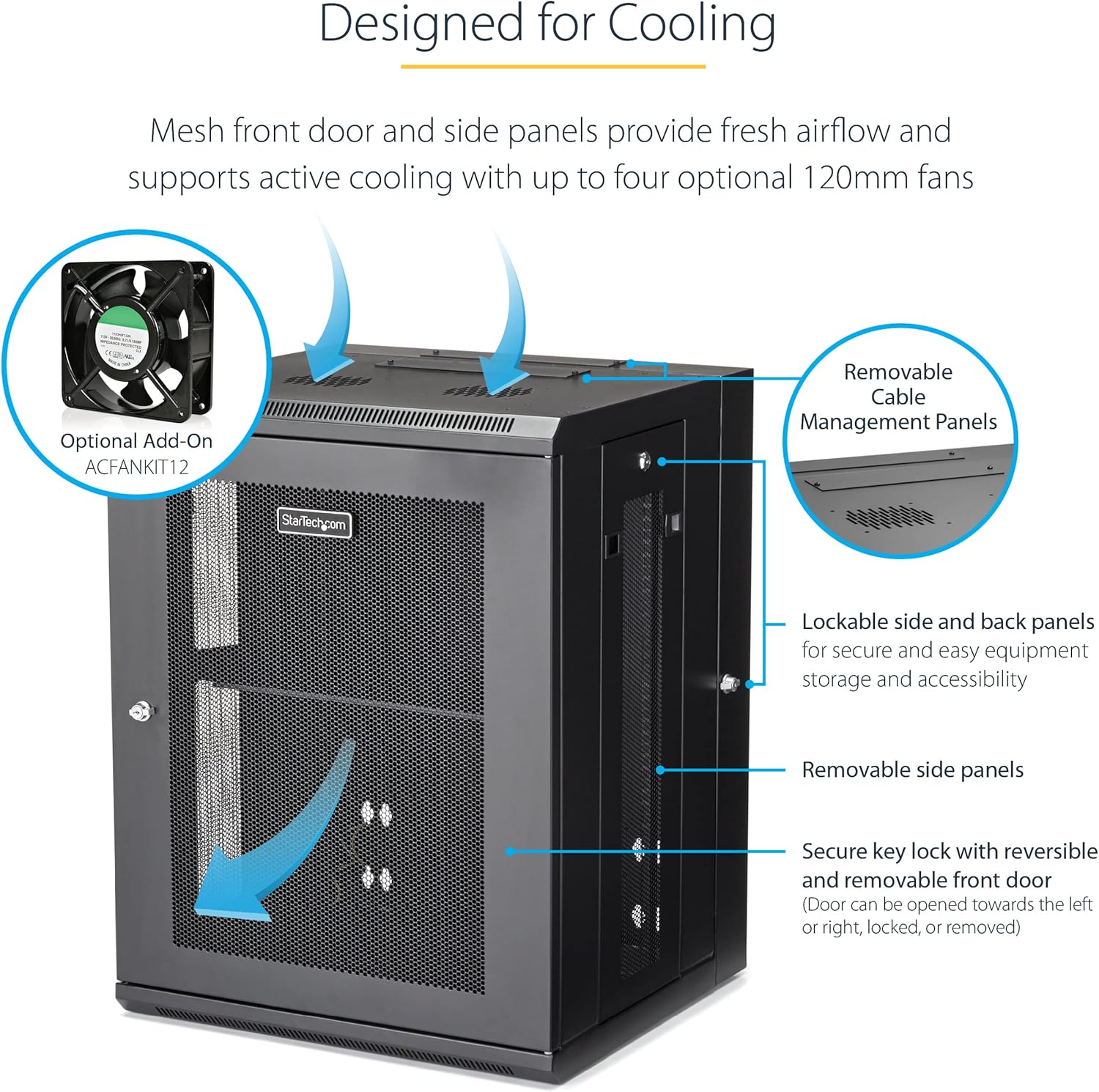 15U Wall Mount Network Cabinet 19in Lockable Rack