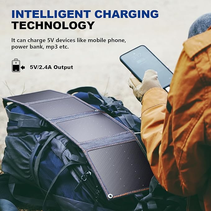14W Foldable Solar Charger USB Waterproof Camping Travel