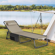 Folding Sun Lounger Khaki 4 Position Recliner