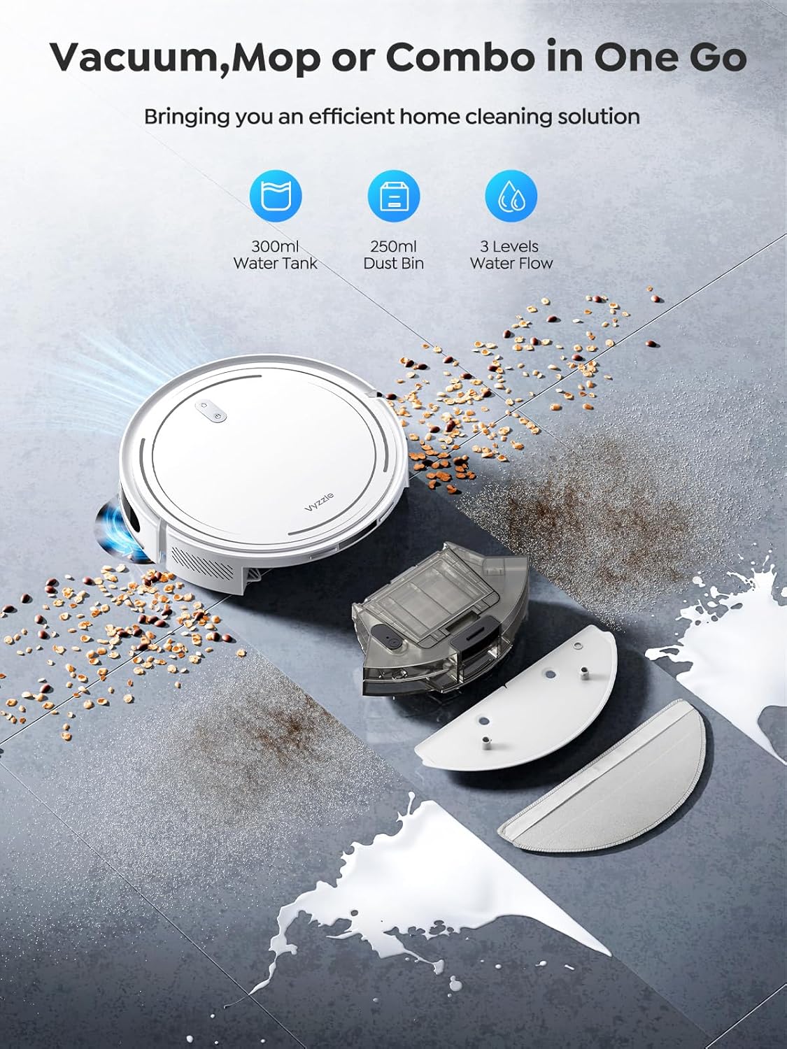 Robot Vacuum Mop 5000Pa Ultra Thin LiDAR Smart Mapping App Control