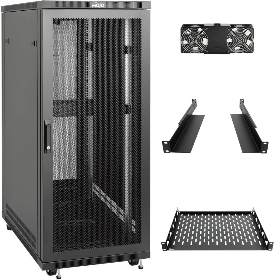 27U Server Rack Cabinet 800mm Mesh Door Assembled