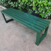 Metal Garden Bench 100cm Backless Outdoor Patio Seat Green
