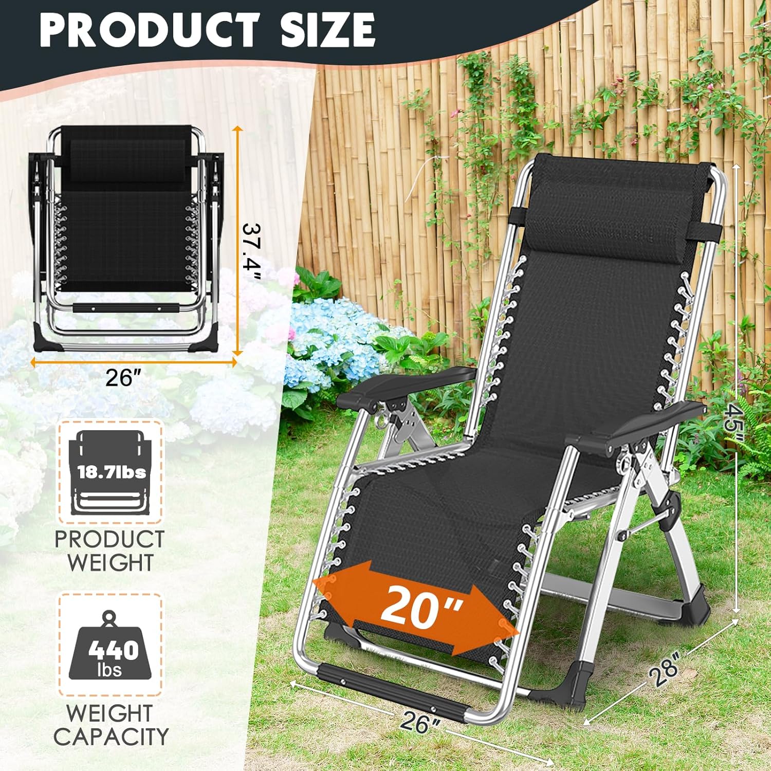 Zero Gravity Recliner Chair Grey with Side Table 200KG