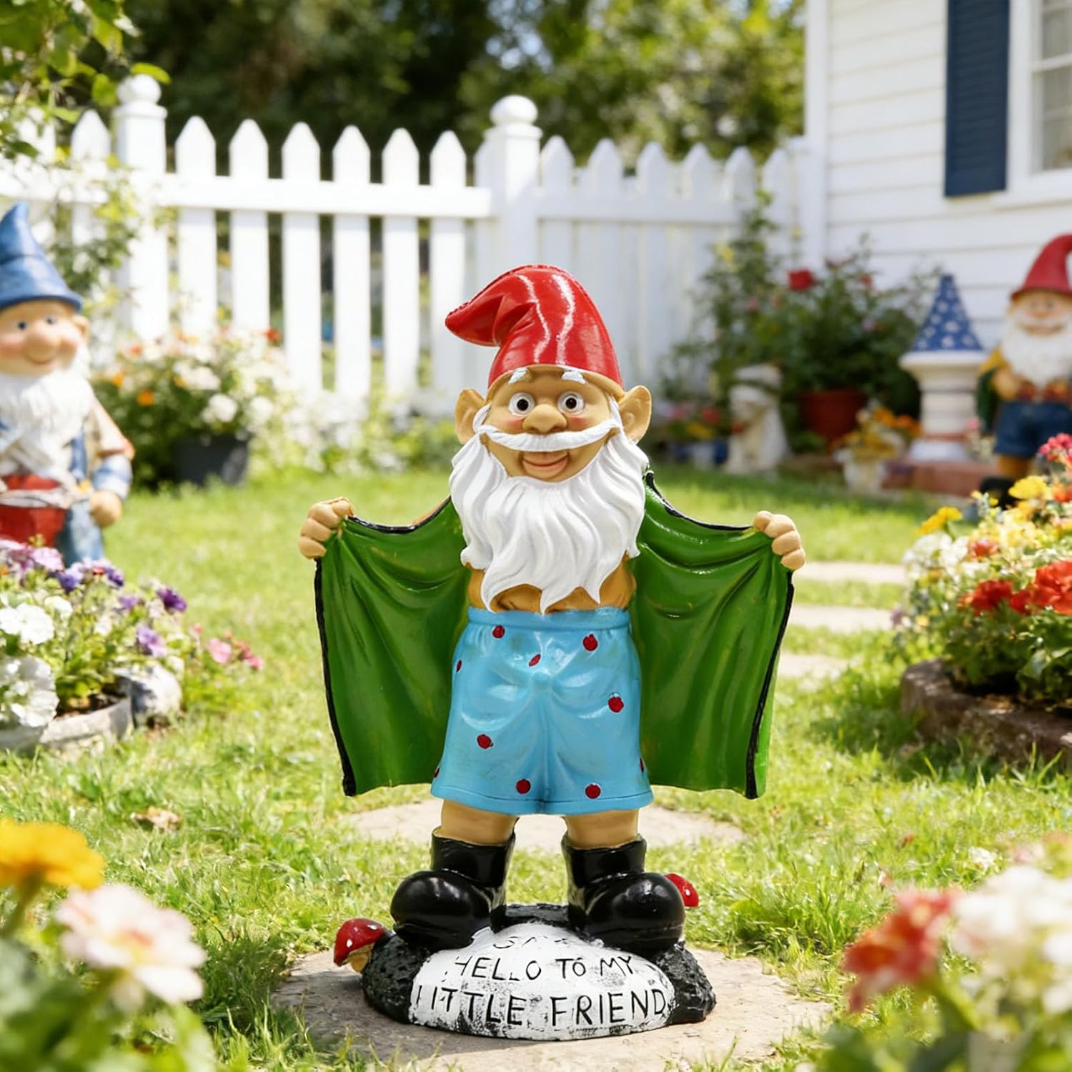 Large Garden Gnome Statue 21cm Resin Outdoor Yard Decor Figurine