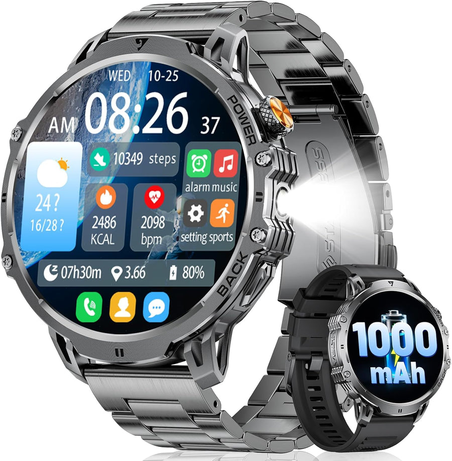 Mens Smart Watch Bluetooth Call 1.85 HD Fitness Tracker