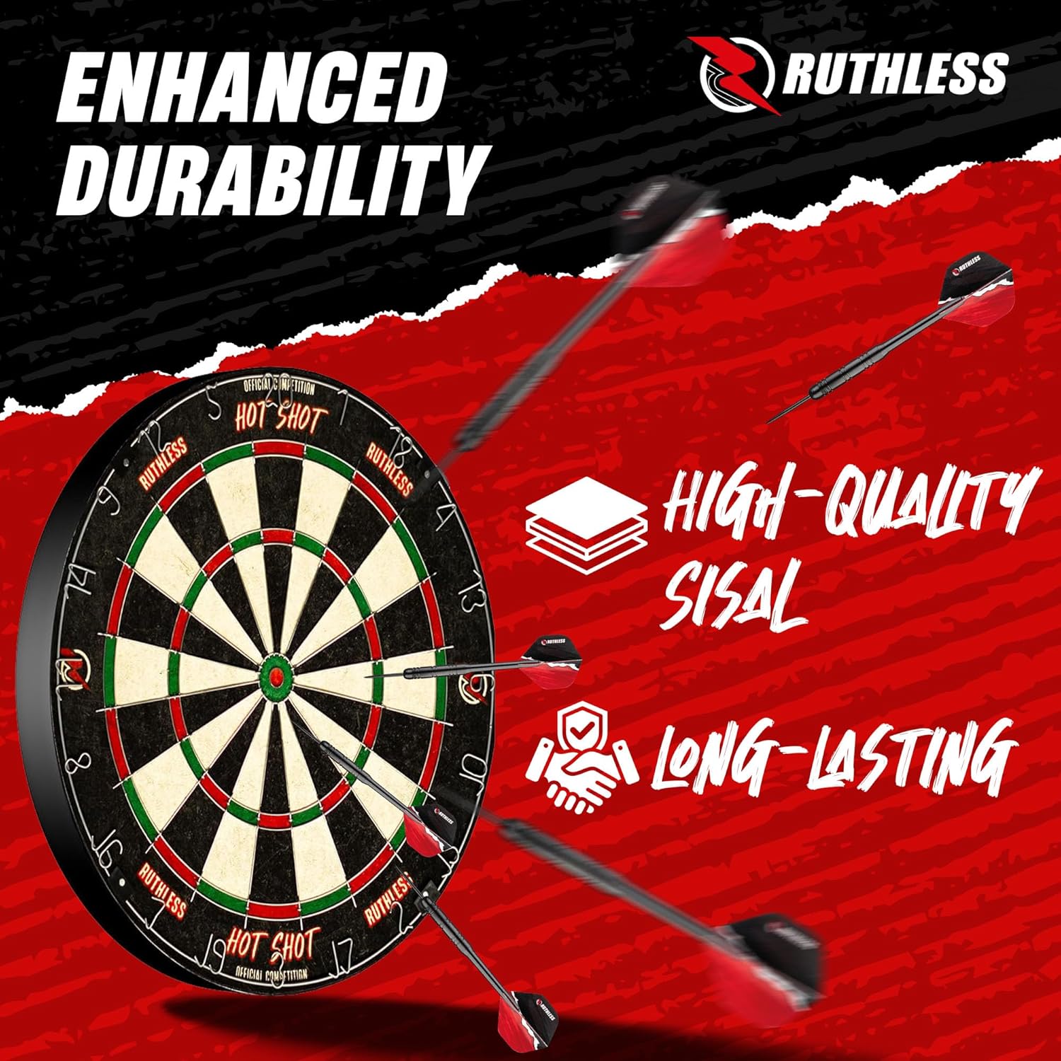 Sisal Dart Board Set Steel Tip Darts Thin Wire High Scoring