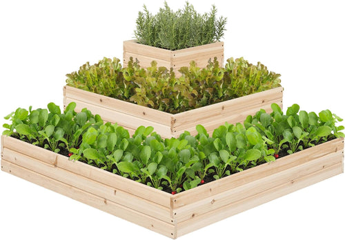 Wooden Raised Garden Bed 3 Tier Planter Box Outdoor Herb Veg Bed