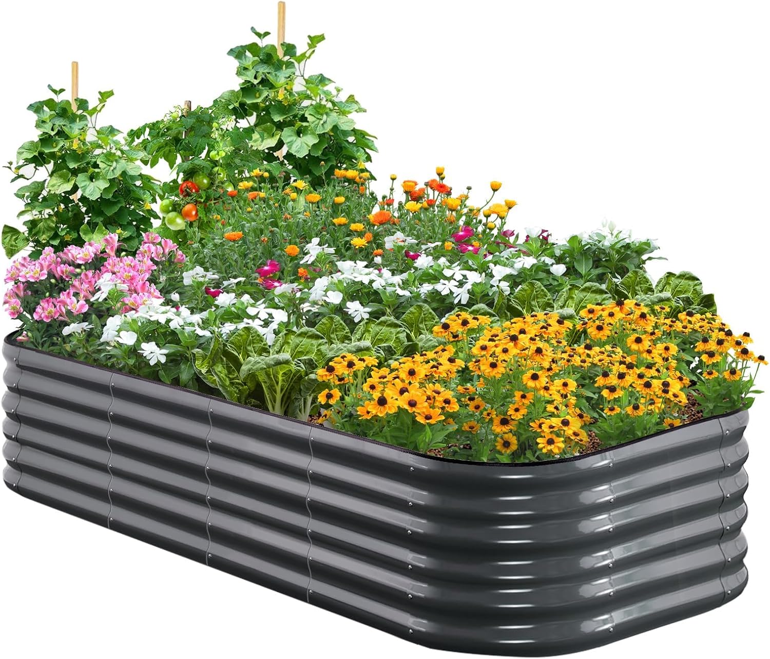 Oval Galvanized Raised Garden Bed 180x90cm Steel