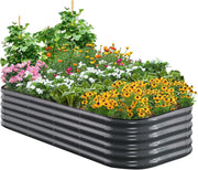 Oval Galvanized Raised Garden Bed 180x90cm Steel