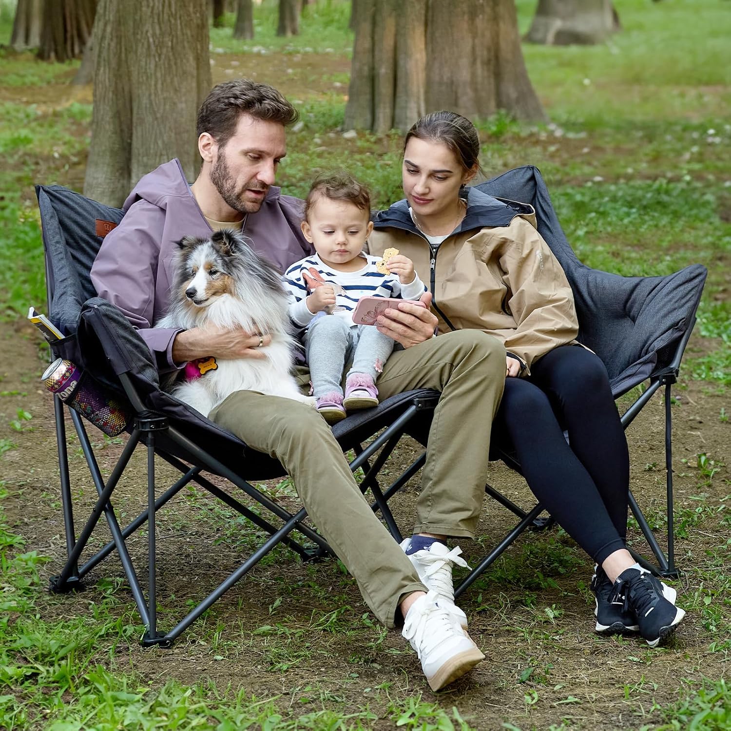 Double Camping Chair 400KG Heavy Duty Folding Sofa Seat