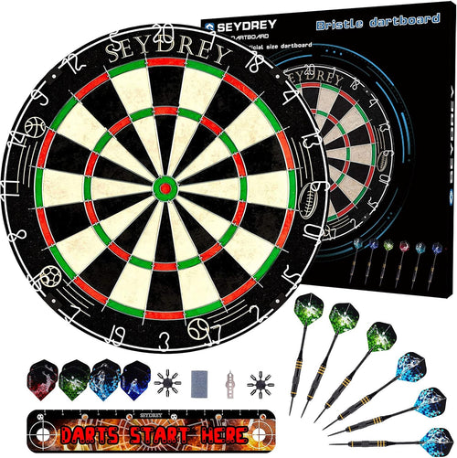 Bristle Dart Board Set Steel Tip Darts Flights Staple Free Target