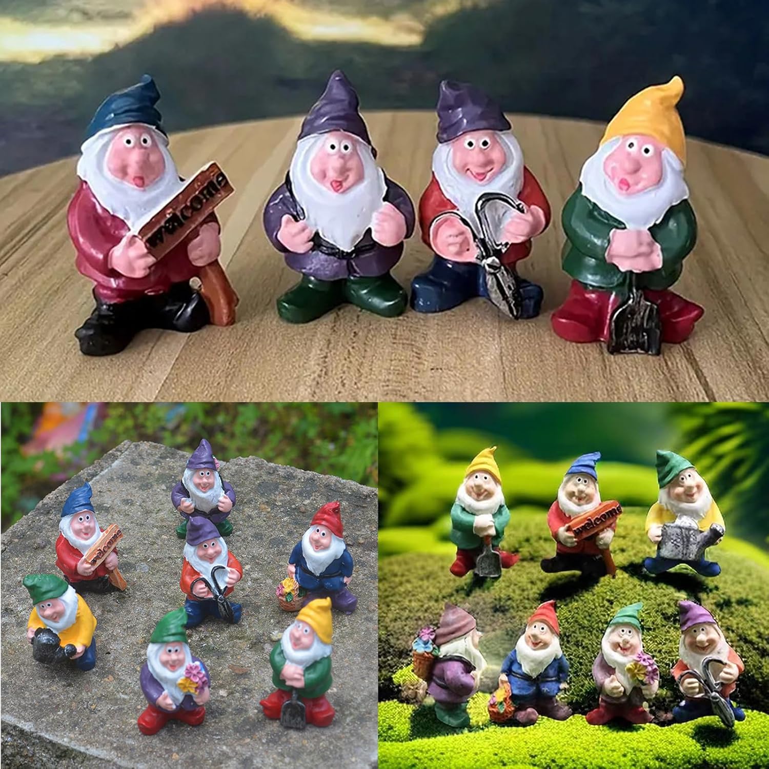 7Pcs Mini Garden Gnomes Set Fairy Micro Landscape Resin Decor