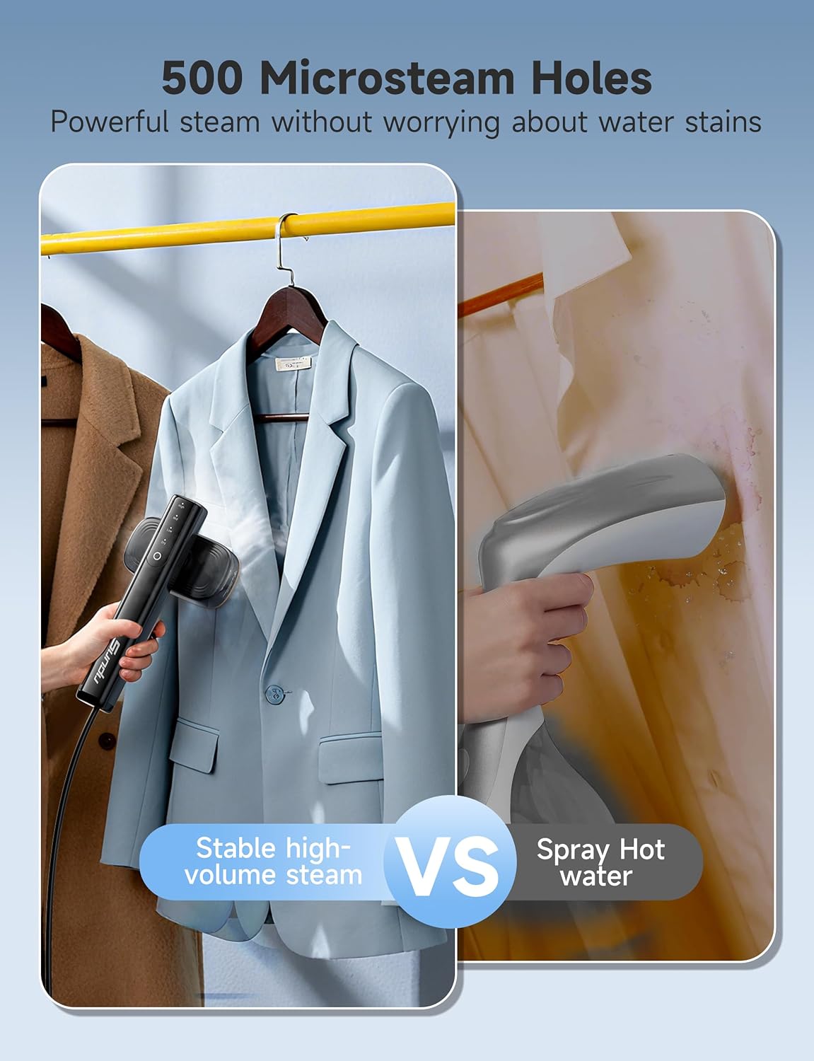 Travel Clothes Steamer 2 in 1 Iron 1200W Fast Heat 3 Modes
