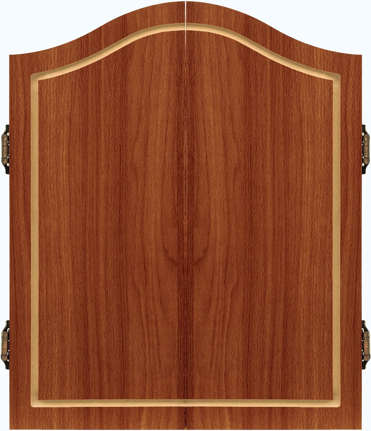 Dart Board Cabinet Set Wood Scoreboard 6 Steel Tip Darts Kit