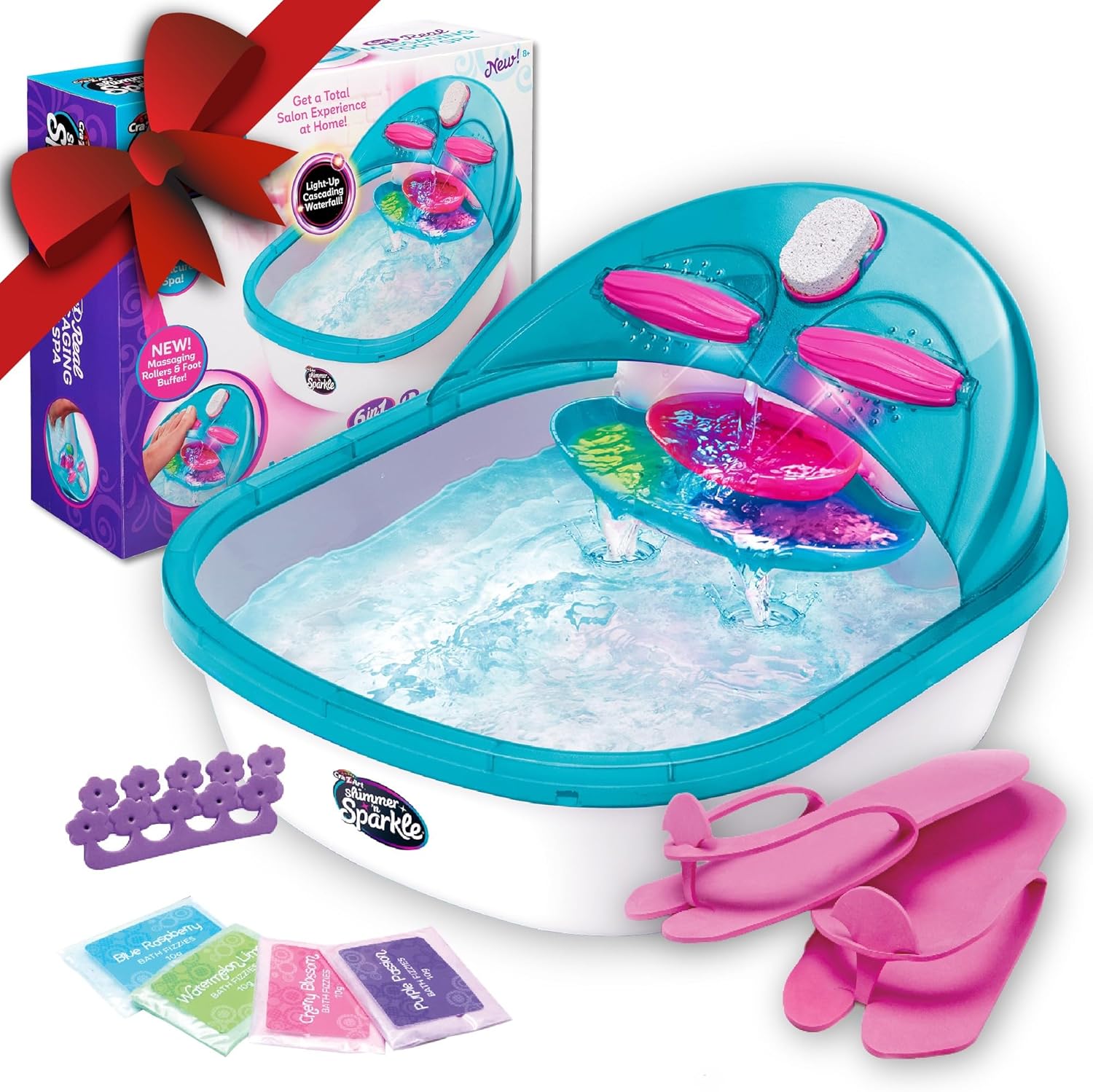 Kids Foot Spa Pedicure Kit Bubble Lights Waterfall Massage Set