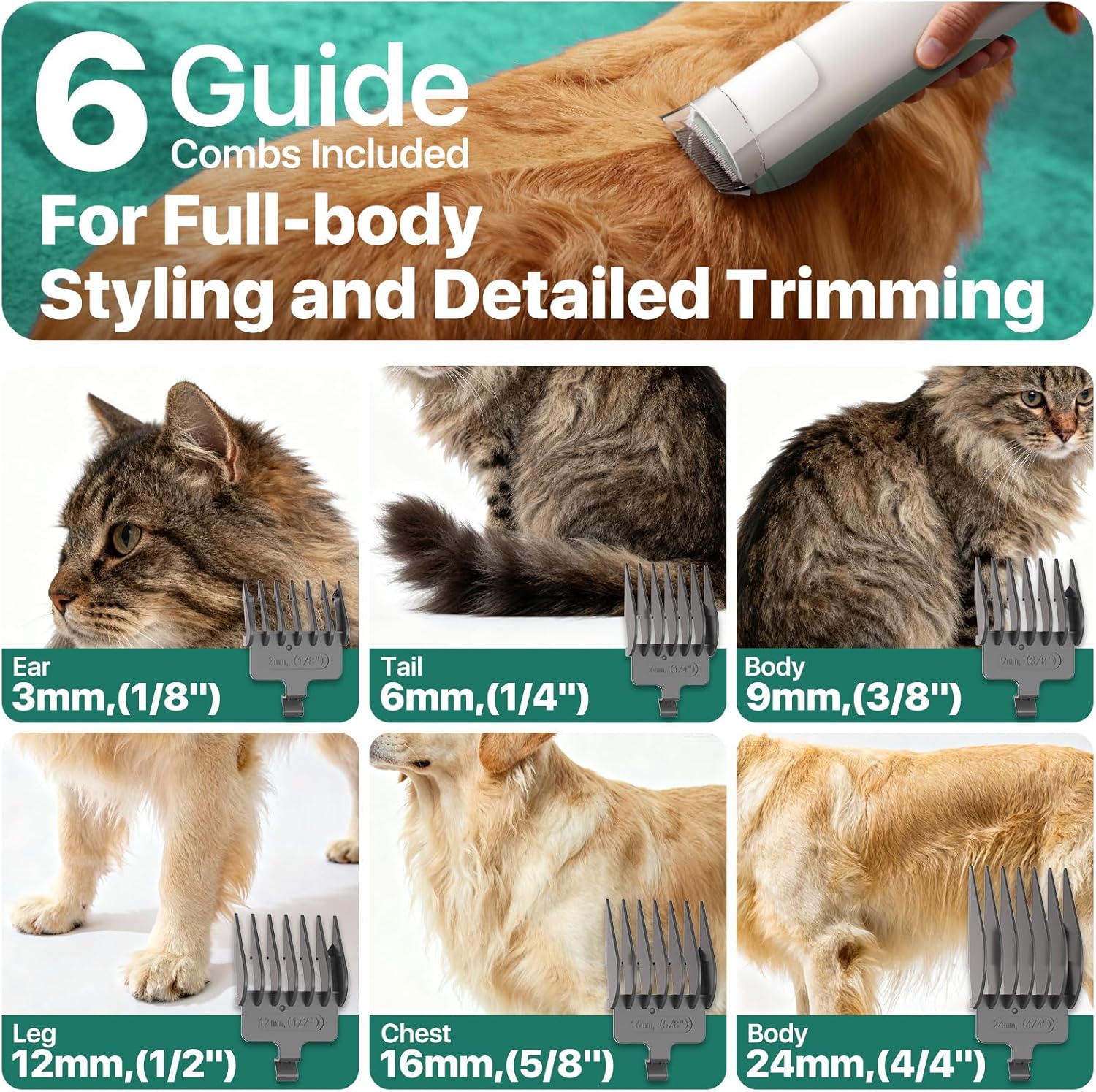 Dog Grooming Vacuum Kit 2L Quiet Clipper Brush Green