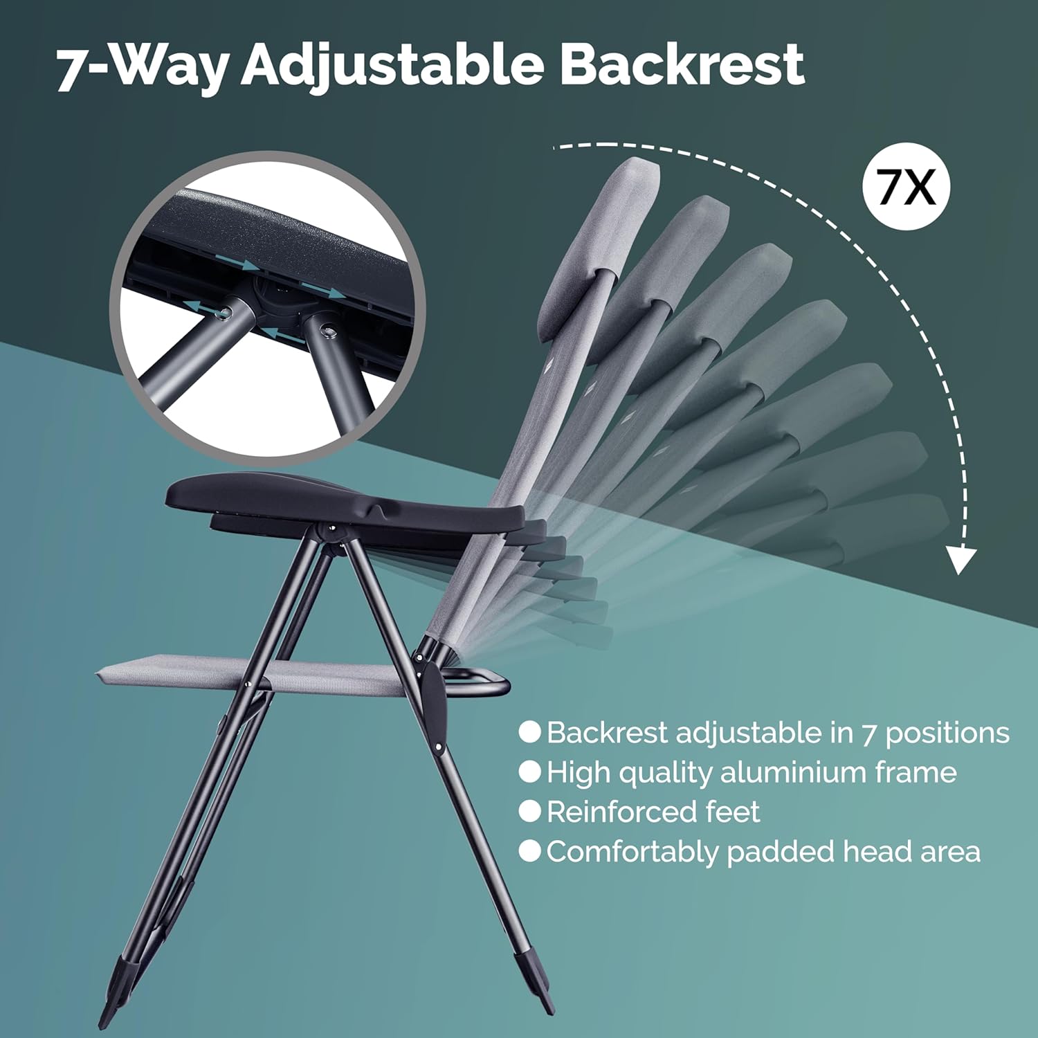 4 Pack Adjustable Folding Garden Chairs High Back Set