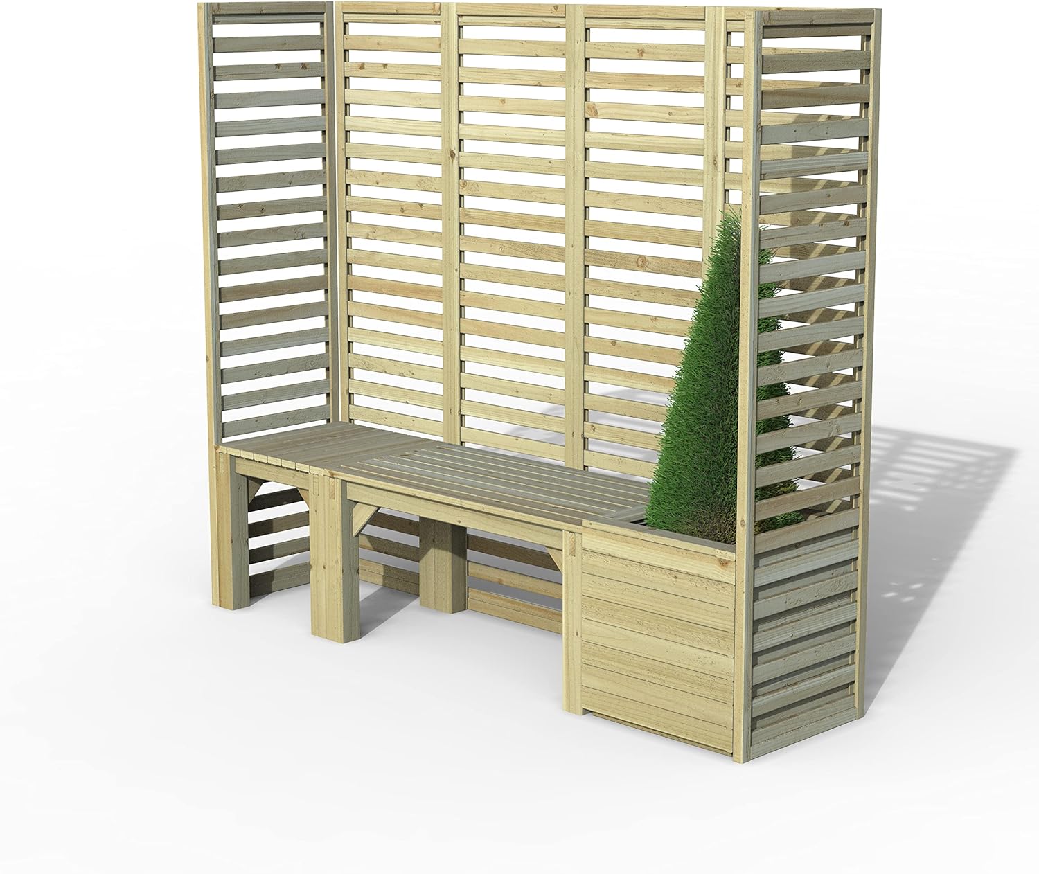 Modular Wooden Garden Bench Seating Set w/Trellis Planter