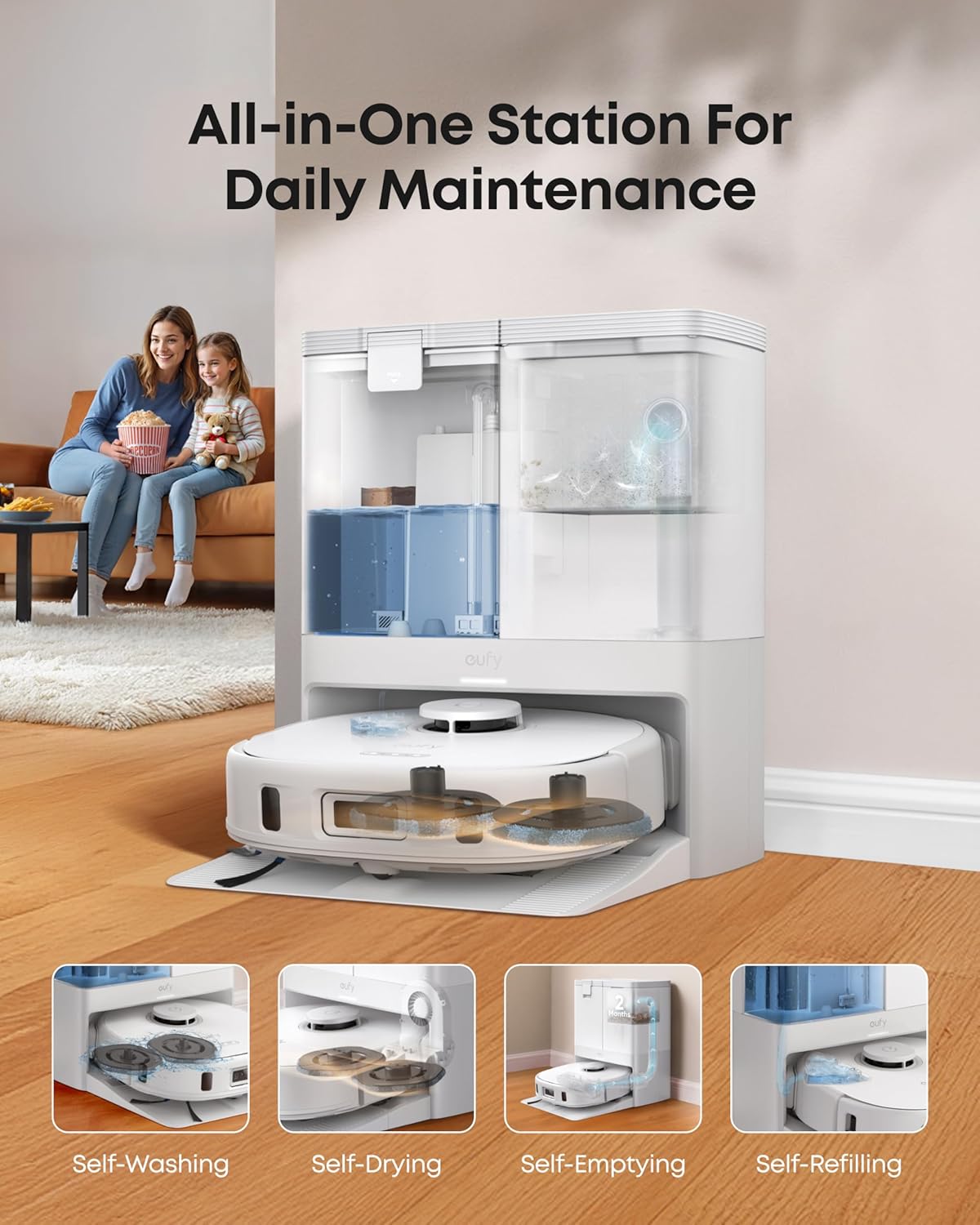 Robot Vacuum Mop 8000Pa Auto Empty Wash Dry AI Obstacle Avoidance