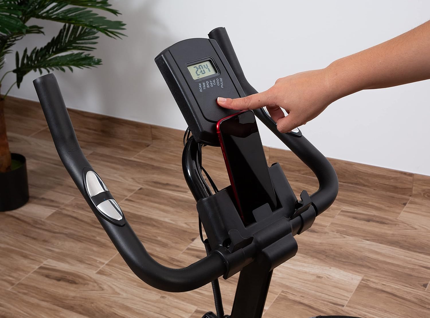 Indoor Exercise Bike Cardio Trainer w/ LCD Monitor Adjustable Seat
