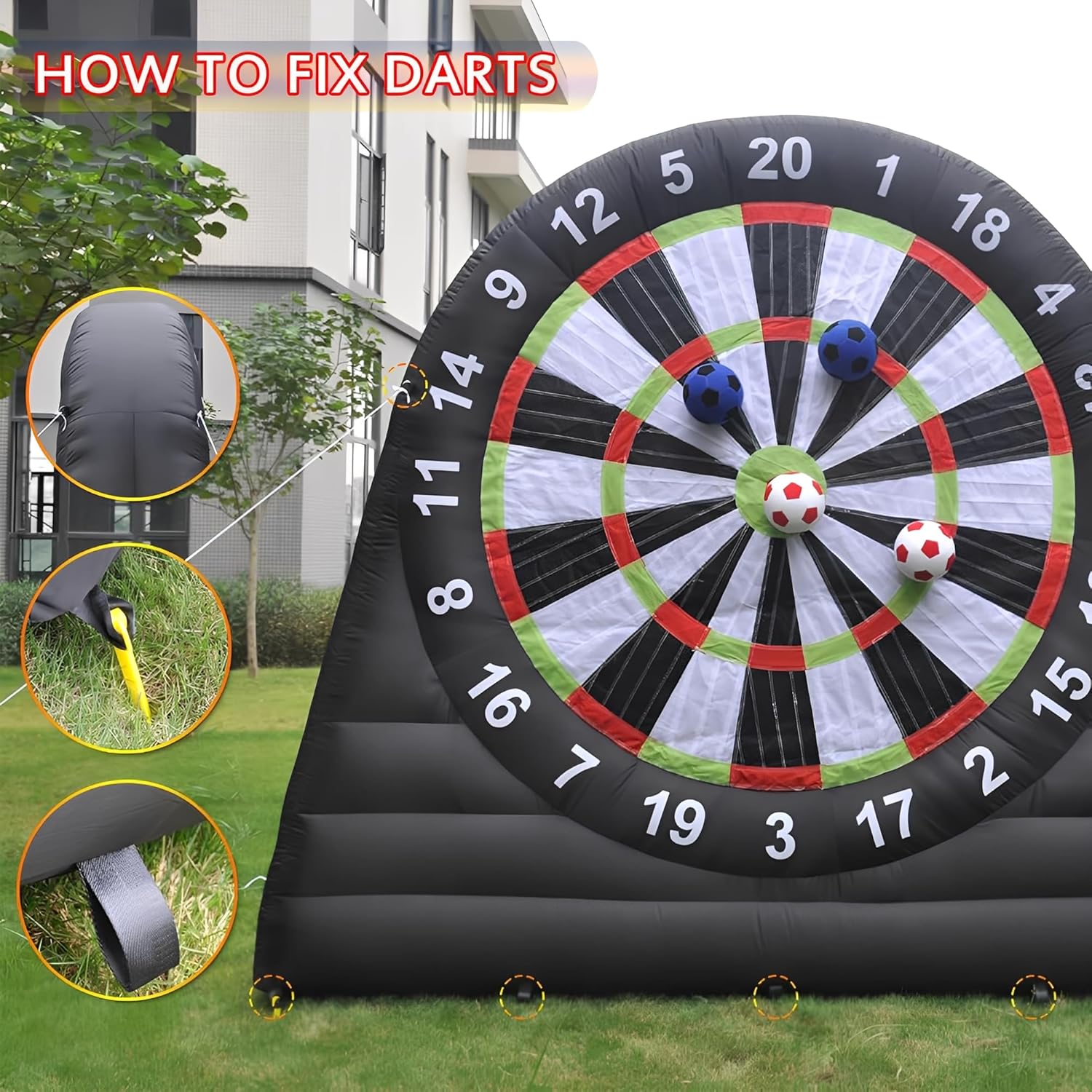 10ft Inflatable Soccer Dartboard Game Set Blower Balls Outdoor