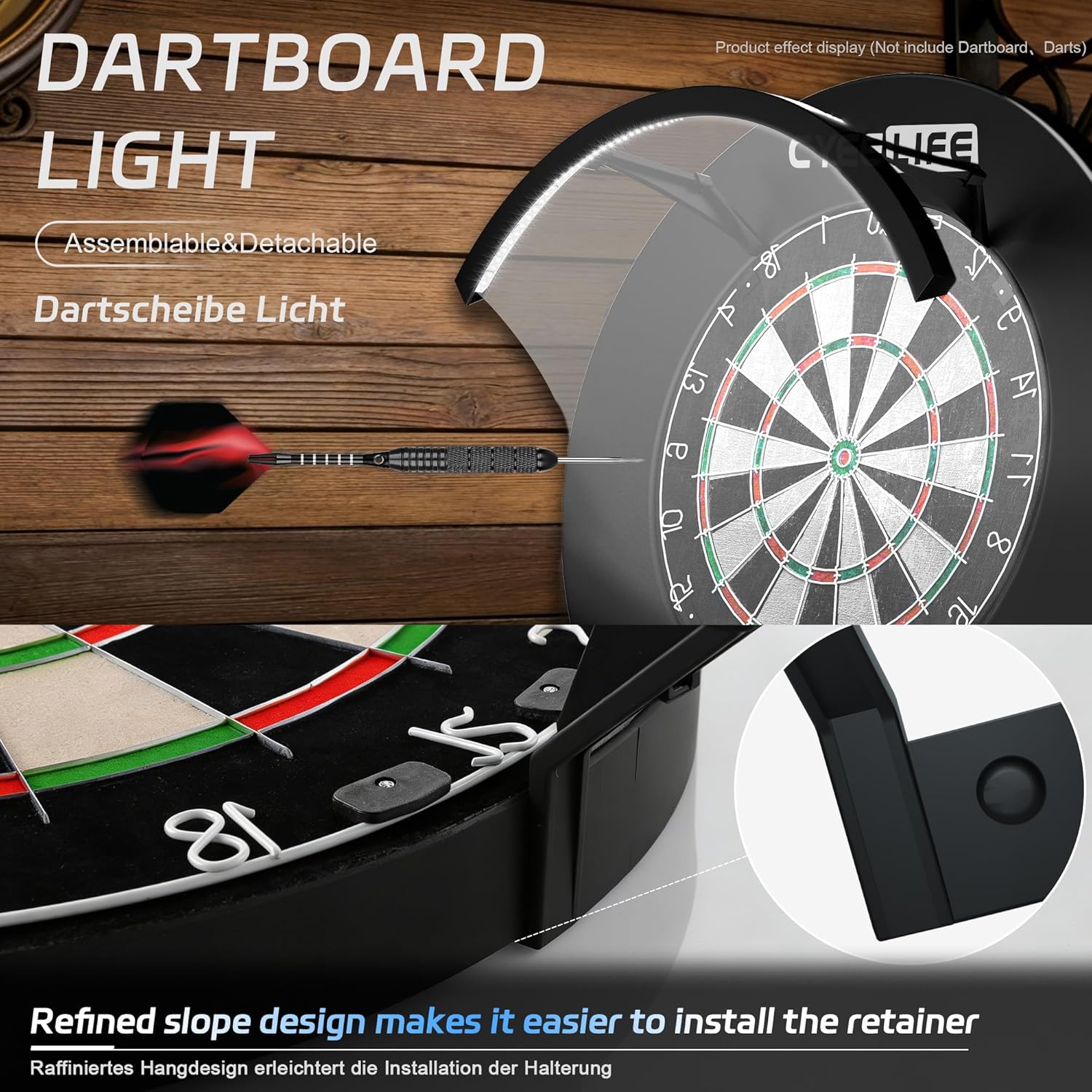 Dart Board LED Light 120 Degree Clip On Cabinet Compatible