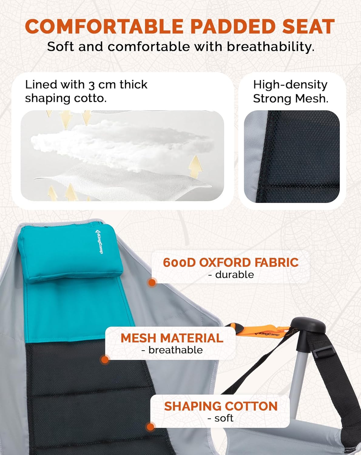 Hammock Camping Chair Swing Seat with Footrest Cyan