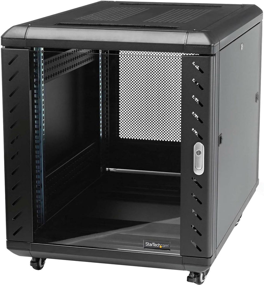 15U 19in Server Rack Cabinet 4 Post Adjustable Depth Locking Mobile