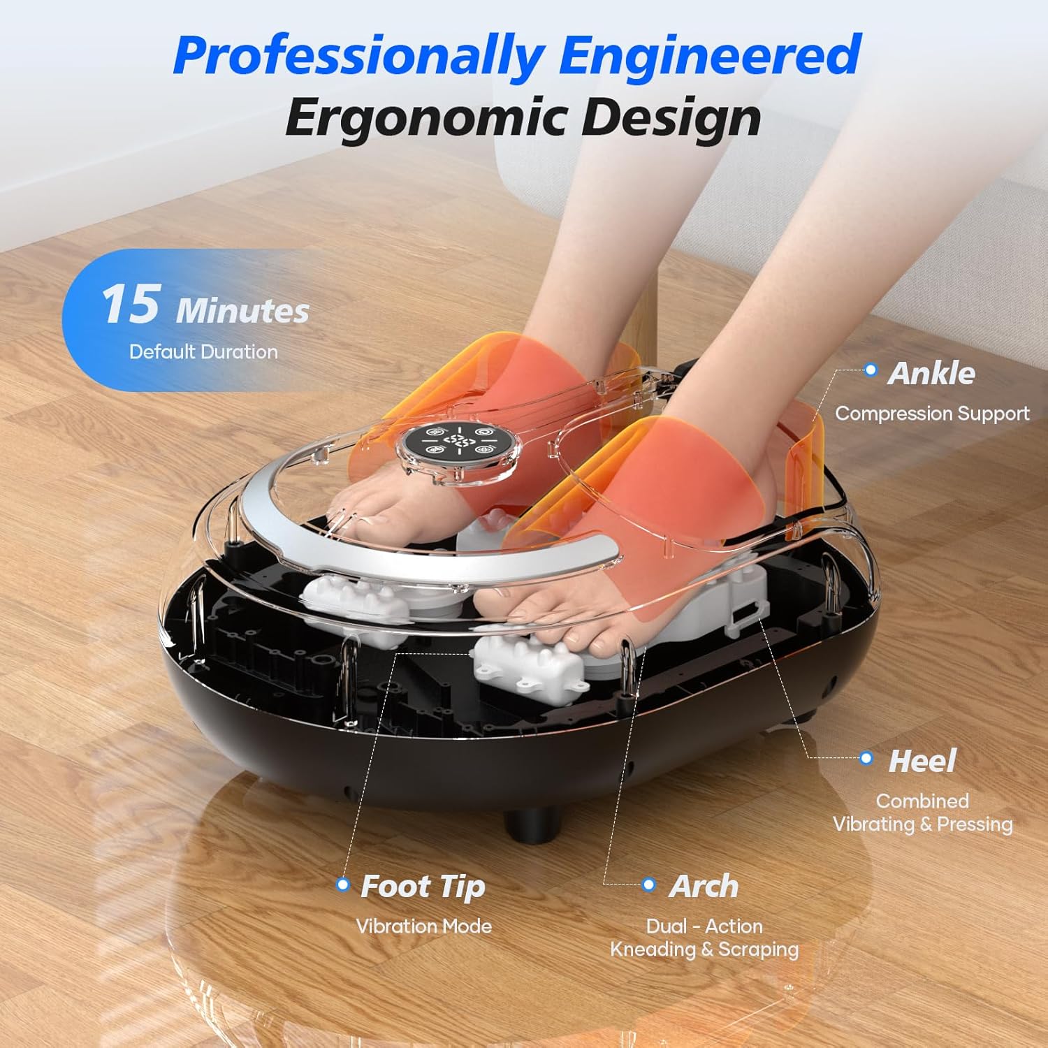 Electric Foot Spa Massager Heat Shiatsu Rollers Air Compression Pain