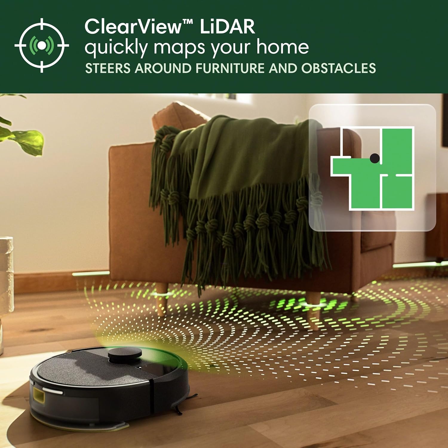 Robot Vacuum Mop Combo LiDAR Mapping WiFi Smart Auto Clean Black