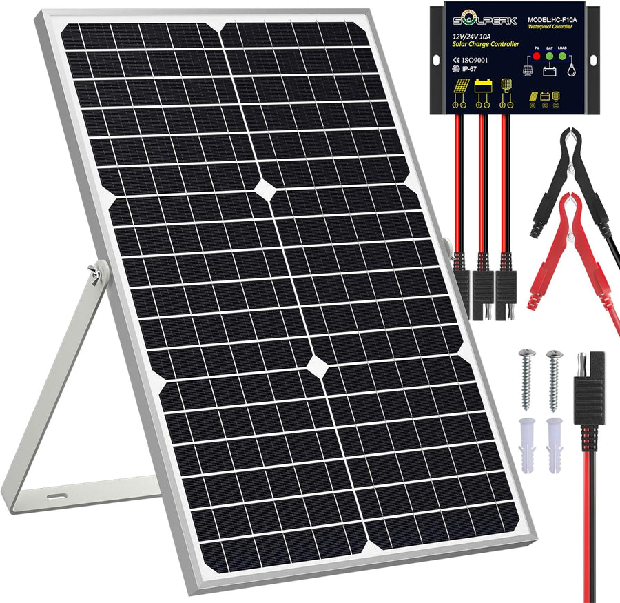 30W 12V Solar Panel Kit Trickle Charger With Mount Bracket