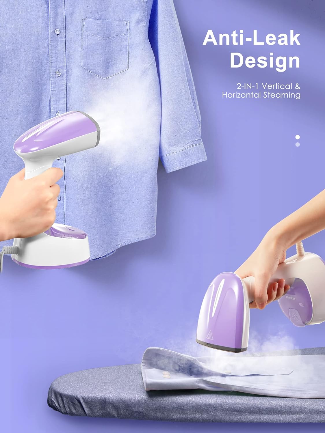 Foldable Handheld Garment Steamer 1200W 25s Heat Pink