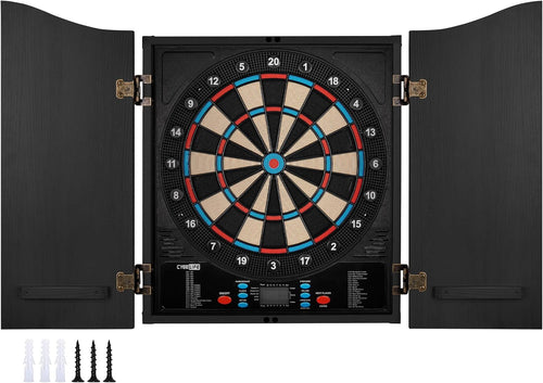 Electronic Dartboard Cabinet Set 8 Player LED 12 Darts 34 Games