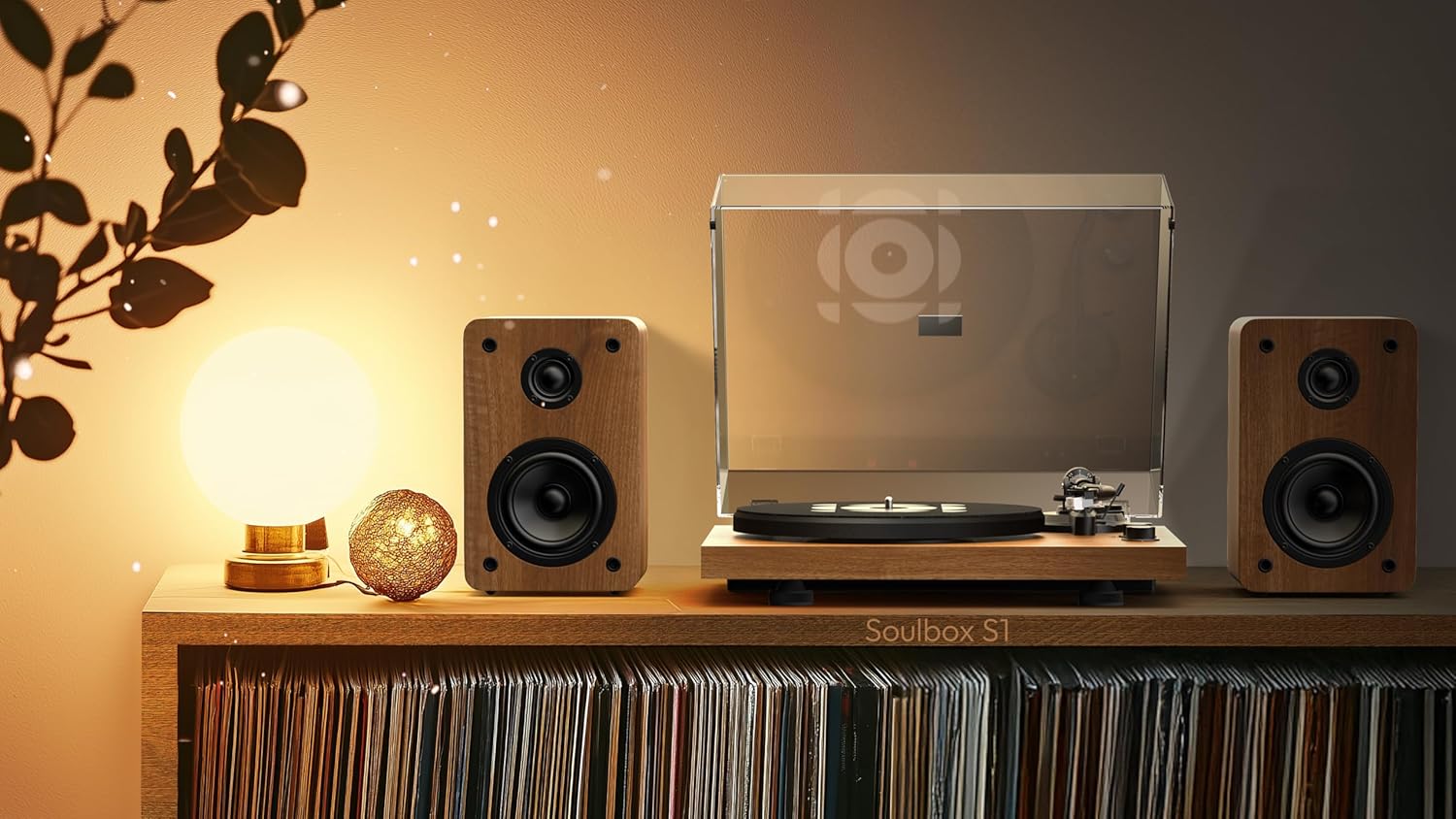 SoulBox S1 Vinyl Record Player with Stereo Speakers & Built-in Preamp