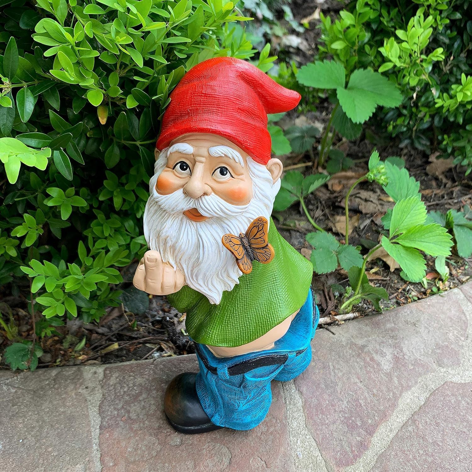 Funny Pants Down Garden Gnome Finger Resin Outdoor Decor