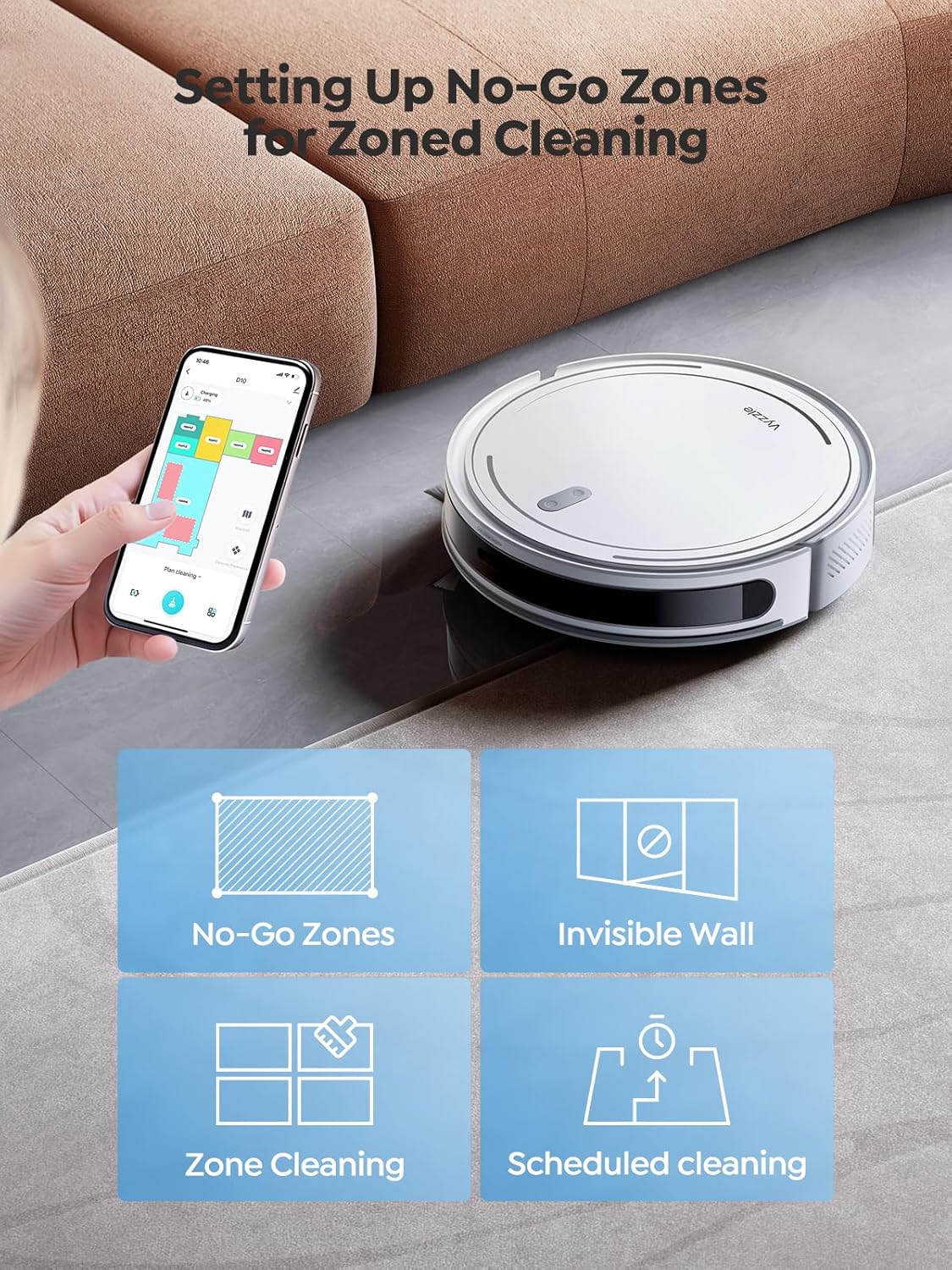 Robot Vacuum Mop 5000Pa Ultra Thin LiDAR Smart Mapping App Control