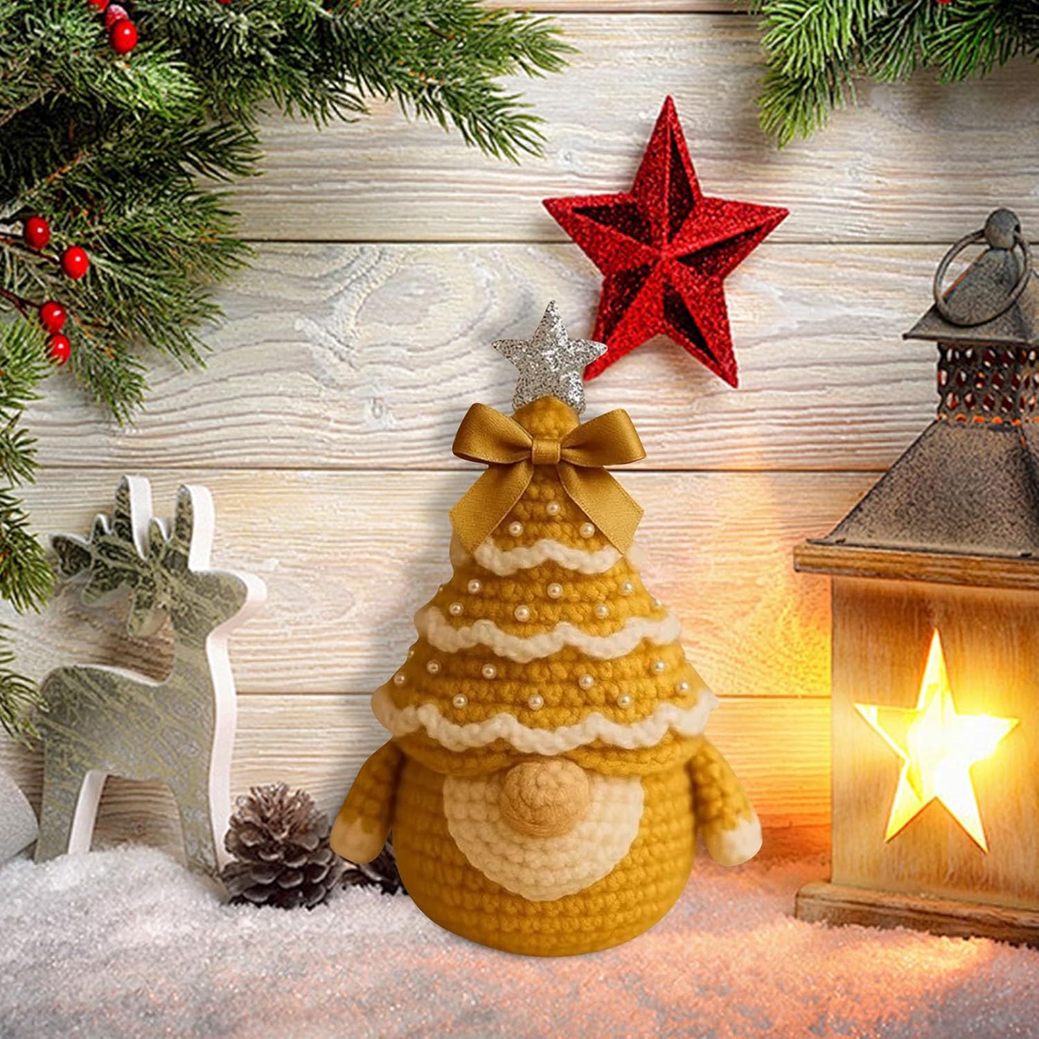 Christmas Gnome Crochet Kit DIY Beginner Craft Set 15cm