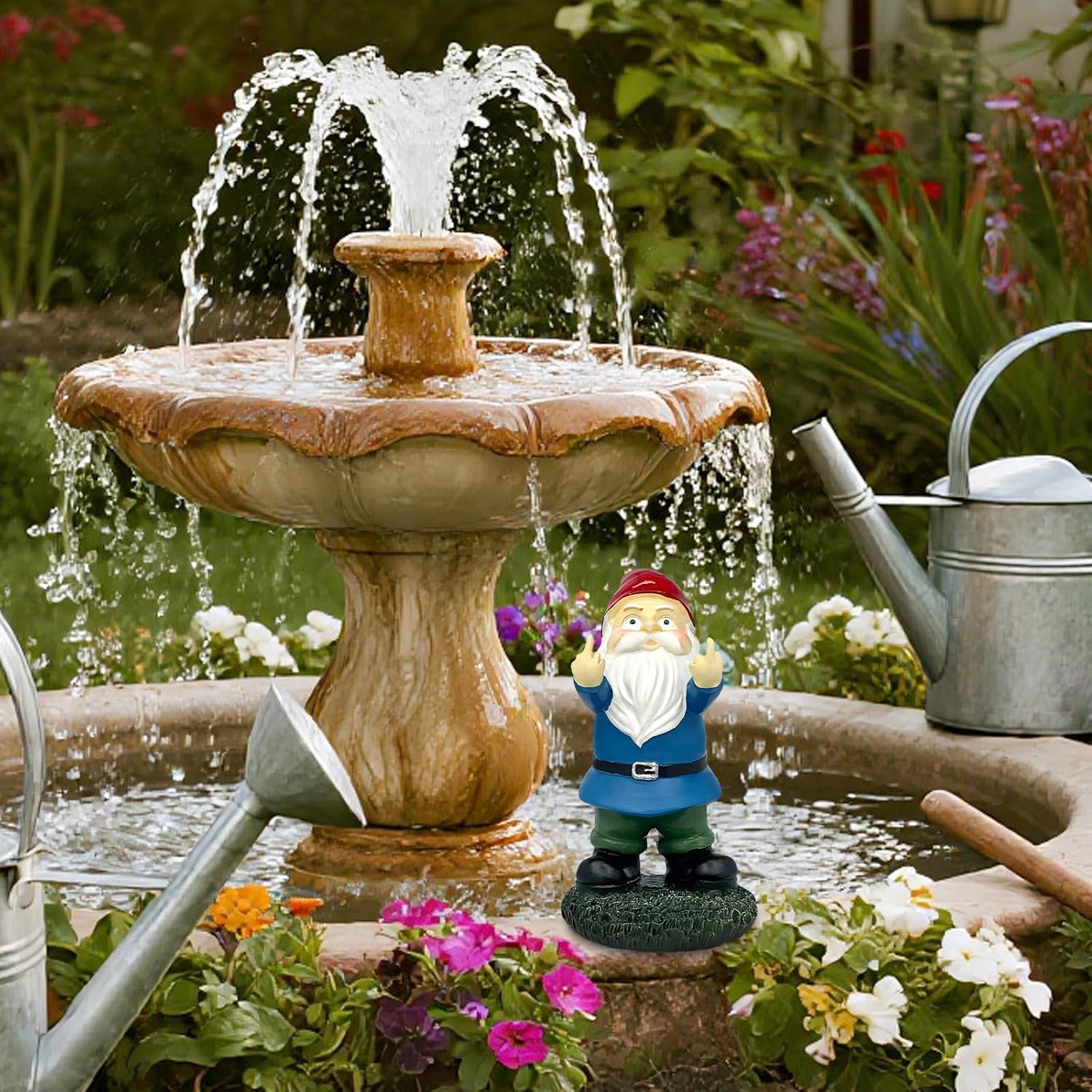 Funny Rude Garden Gnome Middle Finger Resin Naughty Outdoor Decor